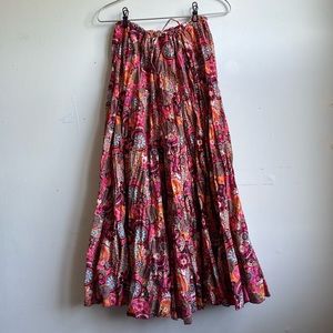 SOLD - Bohemian Pink flower pattern Midi Skirt